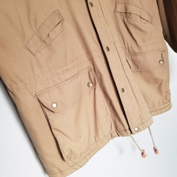 John Ashford Barn Jacket Chore Coat XL Leather Collar Utility Drawstrings Warm - Picture 9 of 16